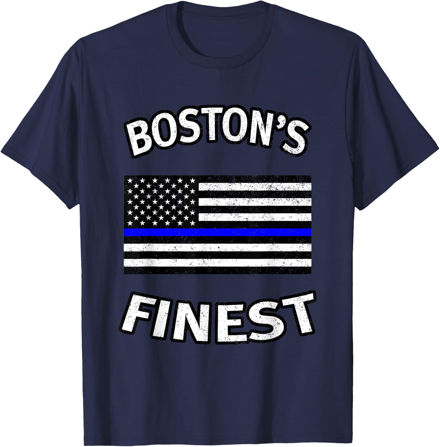 Boston's Finest/ Thin Blue Line Shirt - Police Family T-Shirt - T-Shirt | Navy
