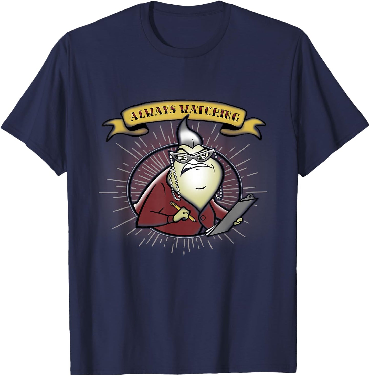 Disney Pixar Monsters Inc. Roz Always Watching Banner T-Shirt - T-Shirt | Navy