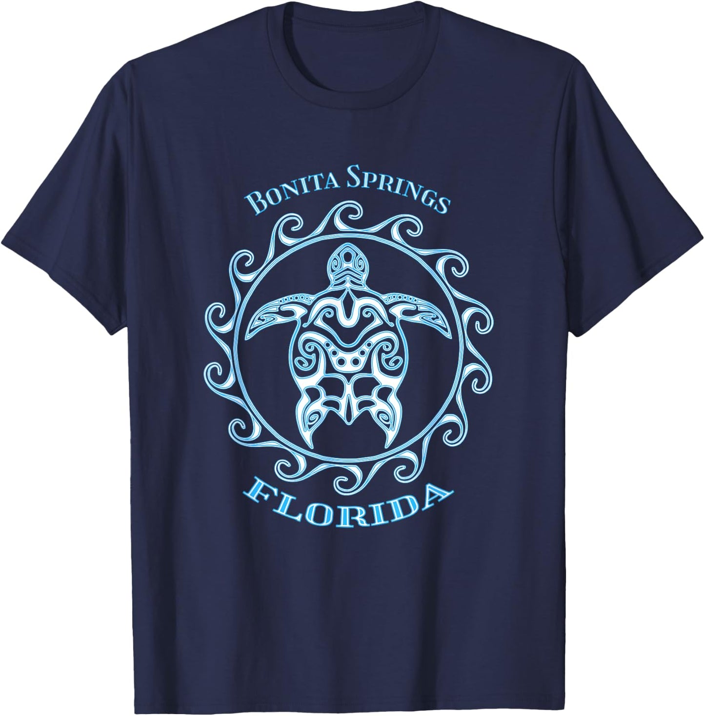 Bonita Springs Florida Tribal Sea Turtle Summer Men Women Girls Kids T-Shirt - T-Shirt | Navy