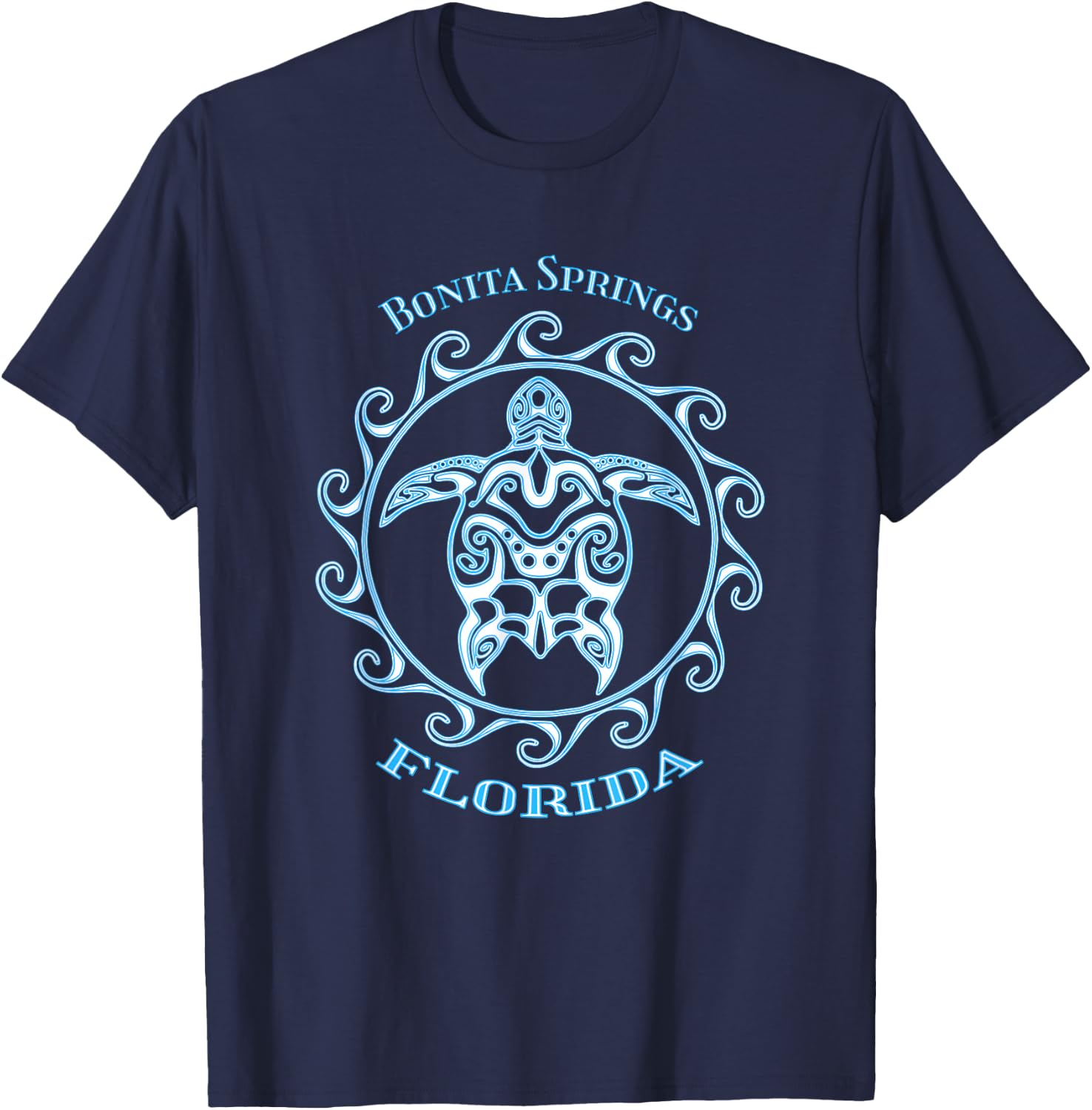 Bonita Springs Florida Tribal Sea Turtle Summer Men Women Girls Kids T-Shirt - T-Shirt | Navy