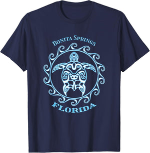 Bonita Springs Florida Tribal Sea Turtle Summer Men Women Girls Kids T-Shirt - T-Shirt | Navy