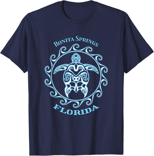 Bonita Springs Florida Tribal Sea Turtle Summer Men Women Girls Kids T-Shirt - T-Shirt | Navy