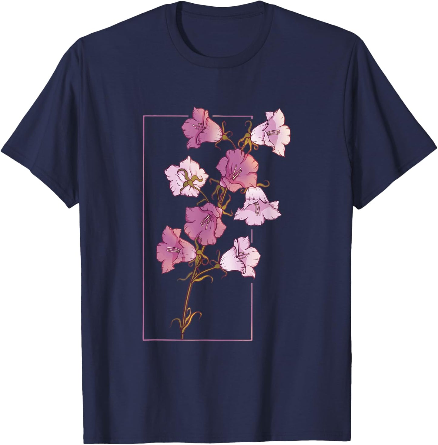 Floral Flower Bellflower Campanula Wildflower T-Shirt - T-Shirt | Navy