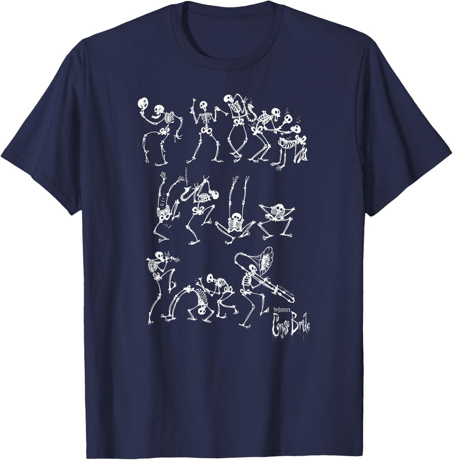Corpse Bride - Skeleton Band T-Shirt - T-Shirt | Navy