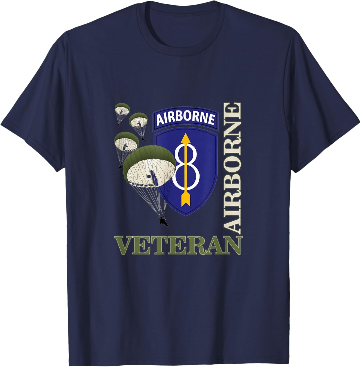 8th Airborne Division Veteran Paratrooper Veterans Day Xmas T-Shirt - T-Shirt | Navy