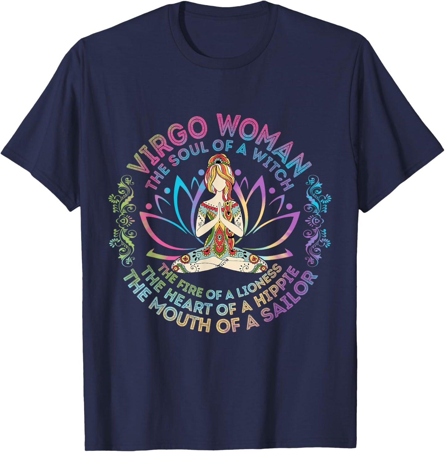 Virgo Woman The Soul Of A Witch Birthday Hippie Soul T-Shirt - T-Shirt | Navy