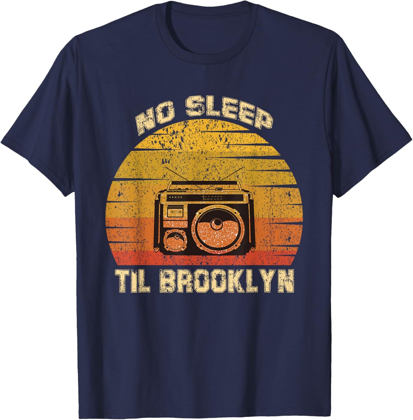 Retro No Sleep Til Brooklyn Shirt Old School Portable Stereo T-Shirt - T-Shirt | Navy