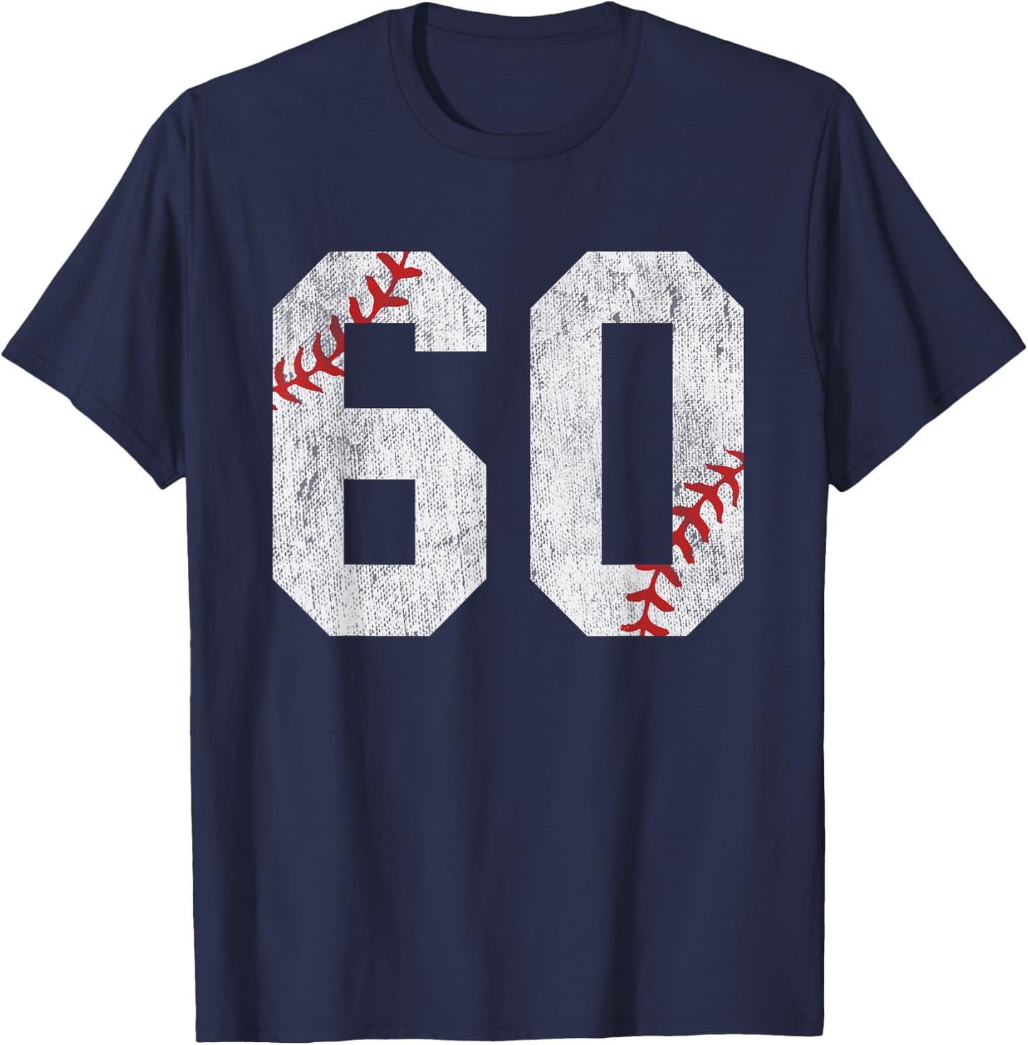 Number #60 Vintage 60th Birthday Baseball Lover 60 Years Old T-Shirt - T-Shirt | Navy