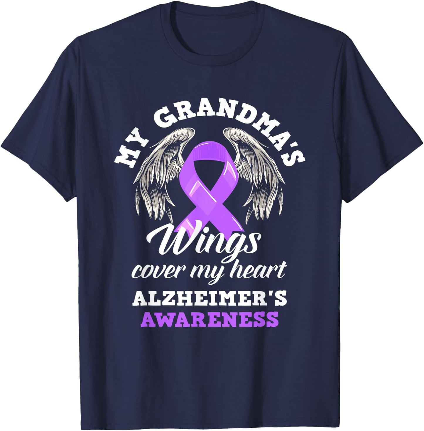 My Grandma's Wing Cover My Heart Alzheimer's Awareness T-Shirt - T-Shirt | Navy