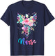 Nurse Watercolor Floral Caduceus T-Shirt - T-Shirt | Navy