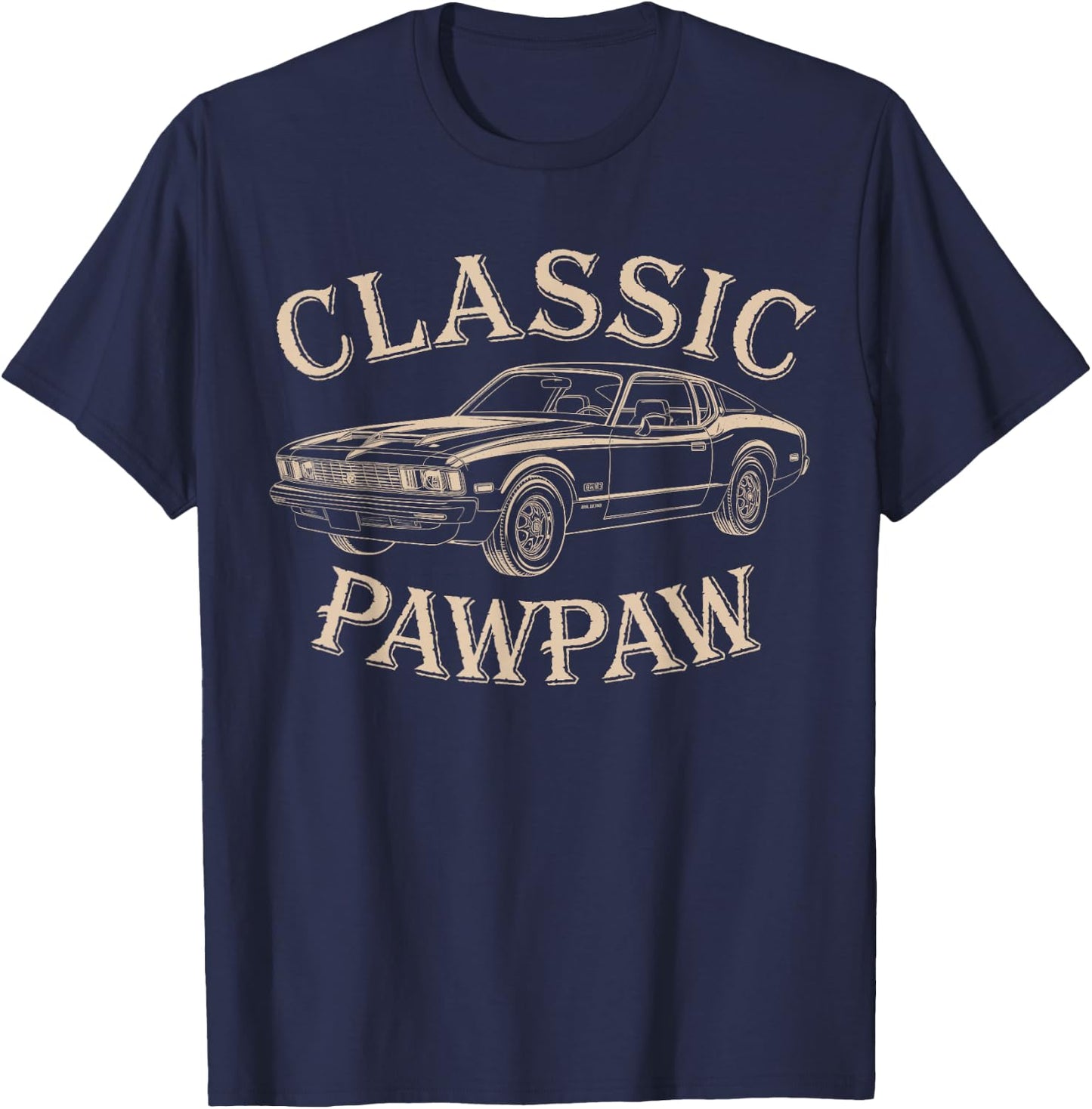 Funny Pawpaw Classic Car Graphic Family Pawpaw Fathers Day T-Shirt - T-Shirt | Navy
