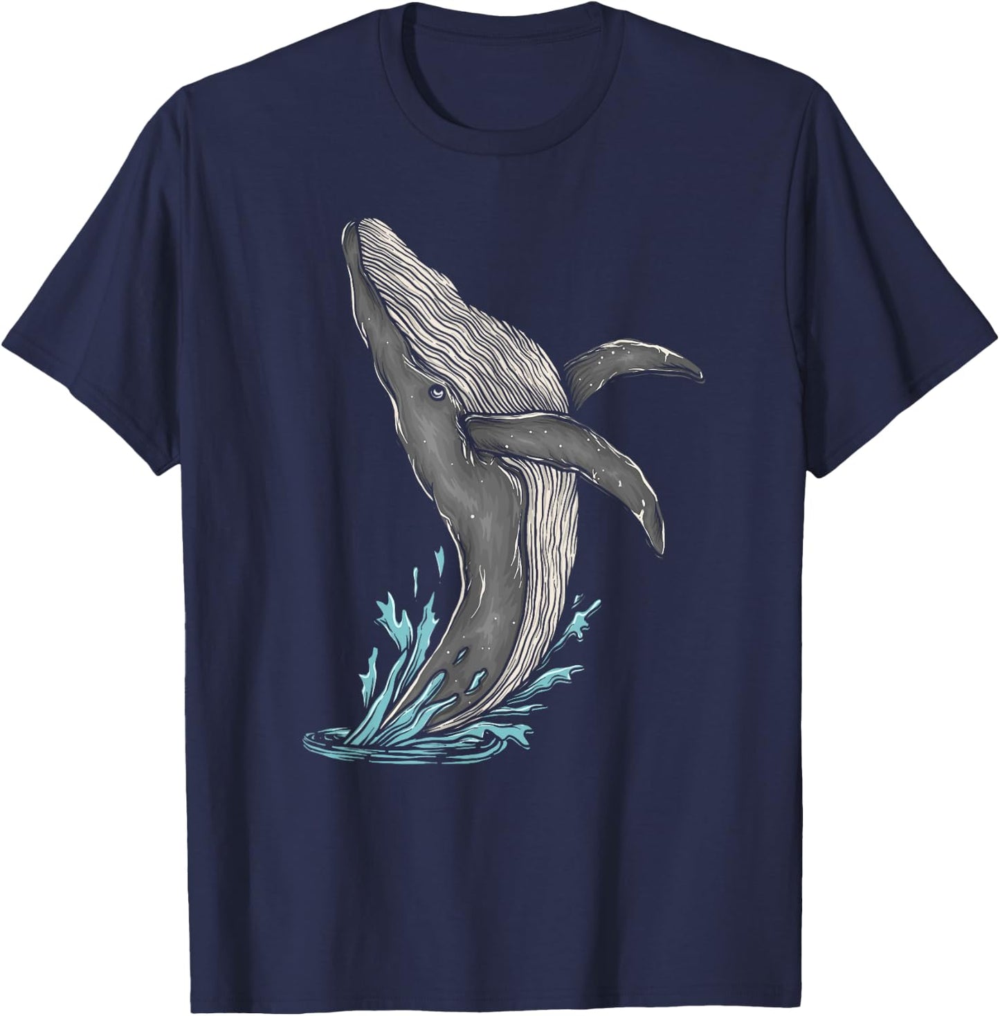 Minimalist Humpback Whale Breach Whale Watching T-Shirt - T-Shirt | Navy