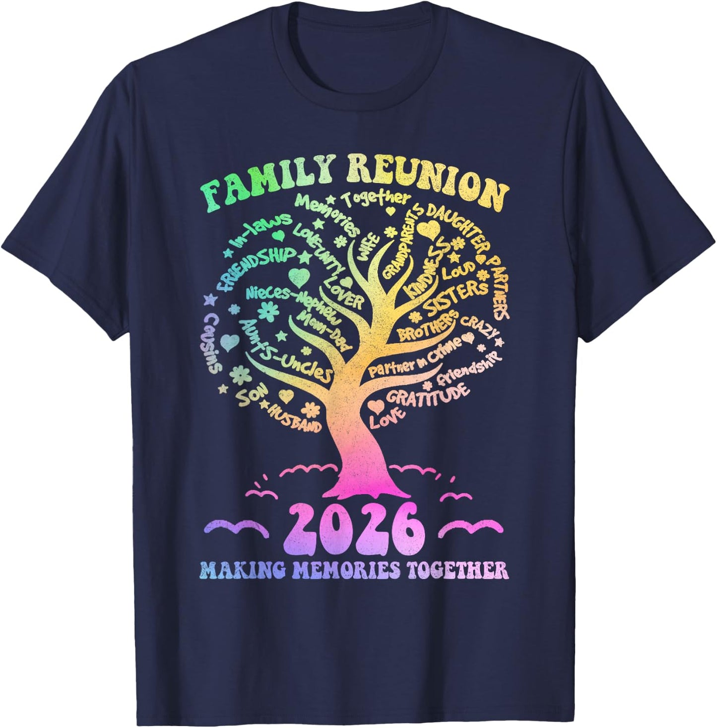 Family Reunion 2026 Making Memories Together Family Tree T-Shirt - T-Shirt | Navy