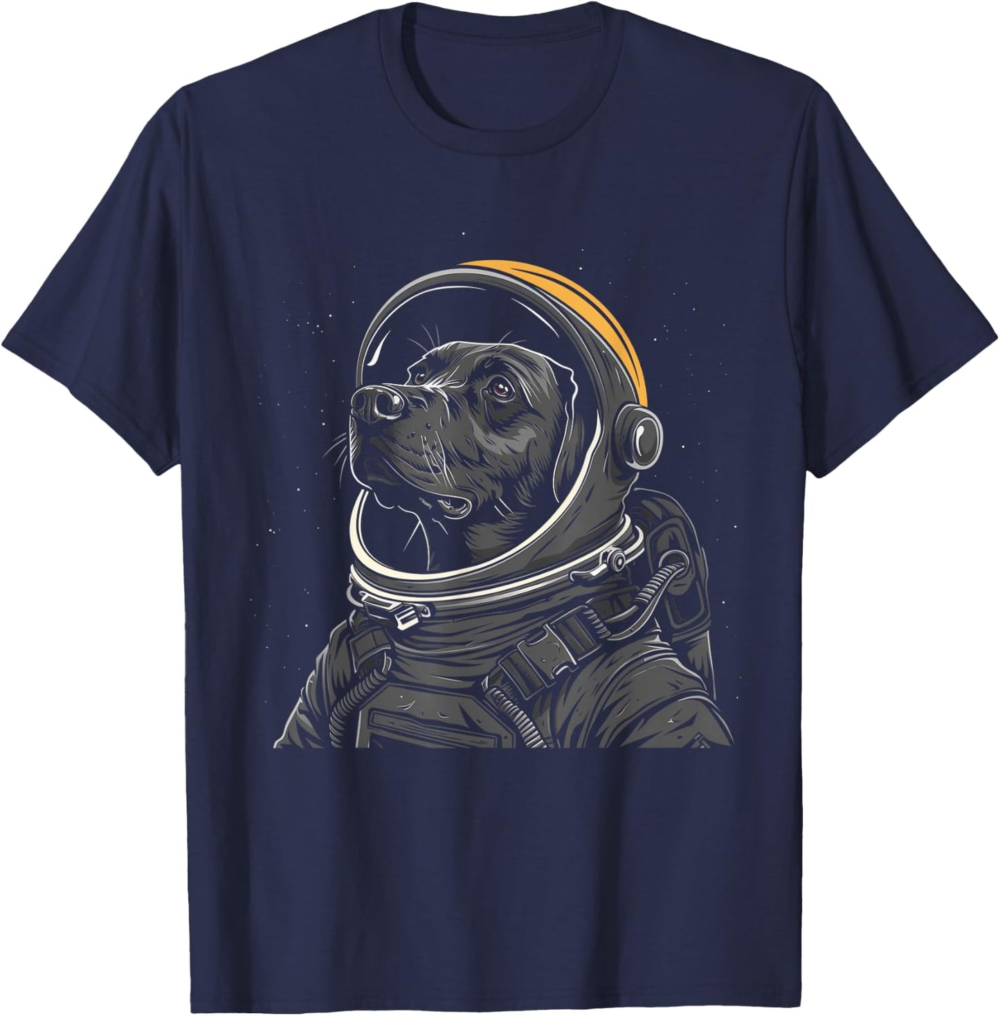 Labrador Astronaut Space Suit Funny Black Lab Dog Mom Dad Men Women Kids T-Shirt - T-Shirt | Navy