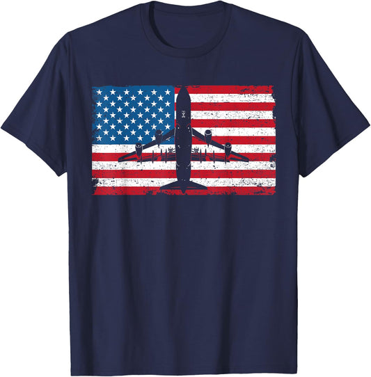 Patriotic KC-135 Stratotanker jet American flag T-Shirt - T-Shirt | Navy
