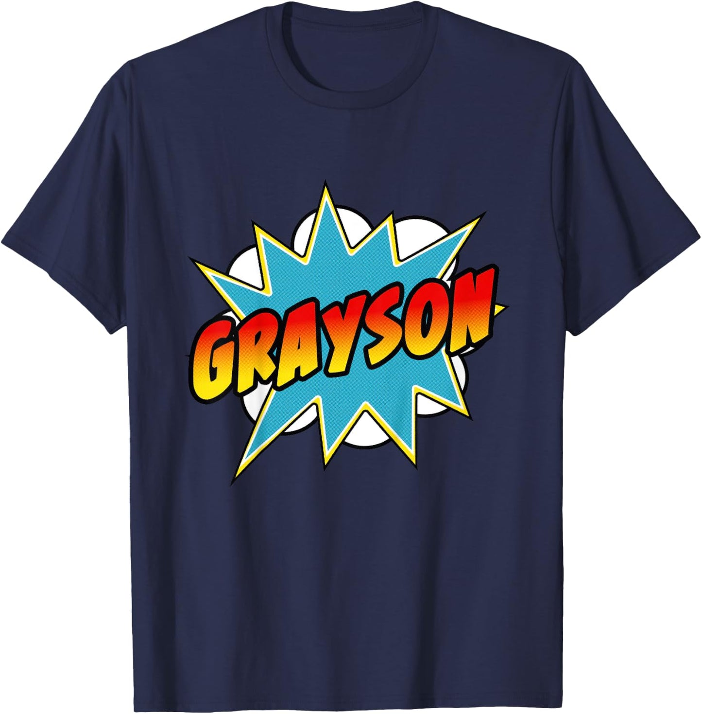 Kids Boys Grayson Comic Book Superhero Name T-Shirt - T-Shirt | Navy