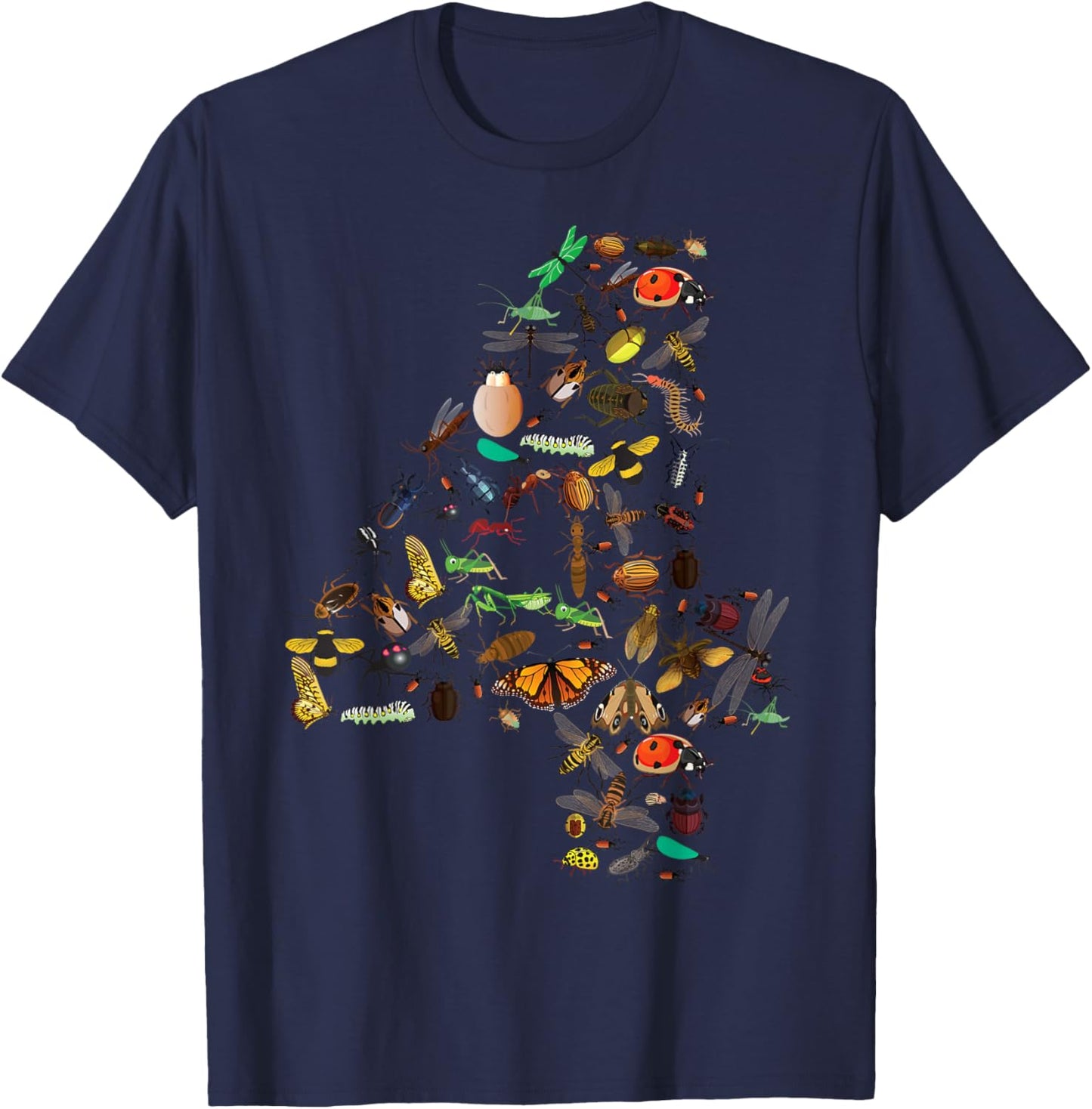 Funny Bugs 4th Birthday Gift | Cute 4 Years Old Boy Girl Kid T-Shirt - T-Shirt | Navy
