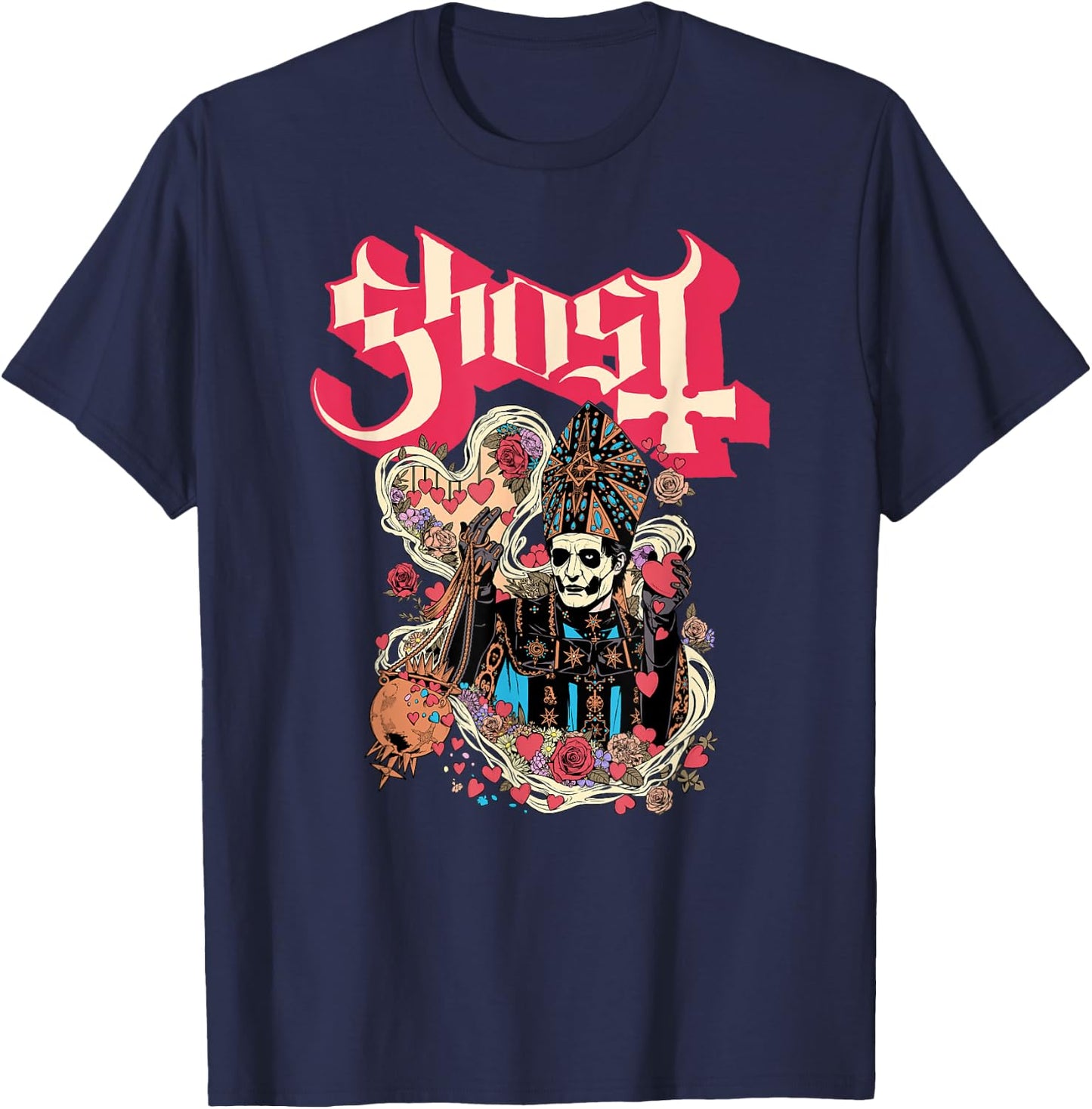 Ghost - Papa Hearts Valentine's Day T-Shirt - T-Shirt | Navy
