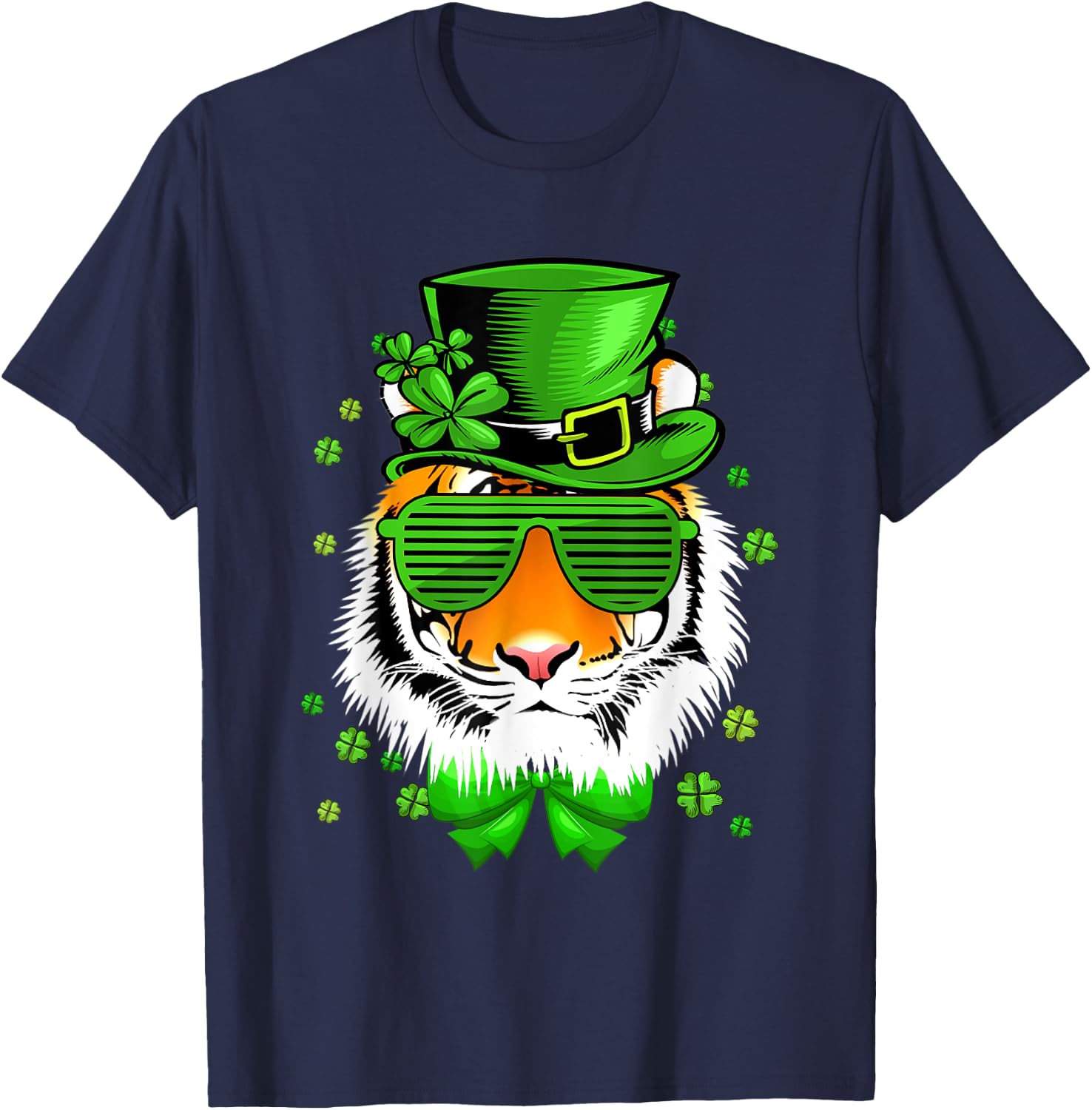 Tiger with Leprechaun hat st patricks day T-Shirt - T-Shirt | Navy