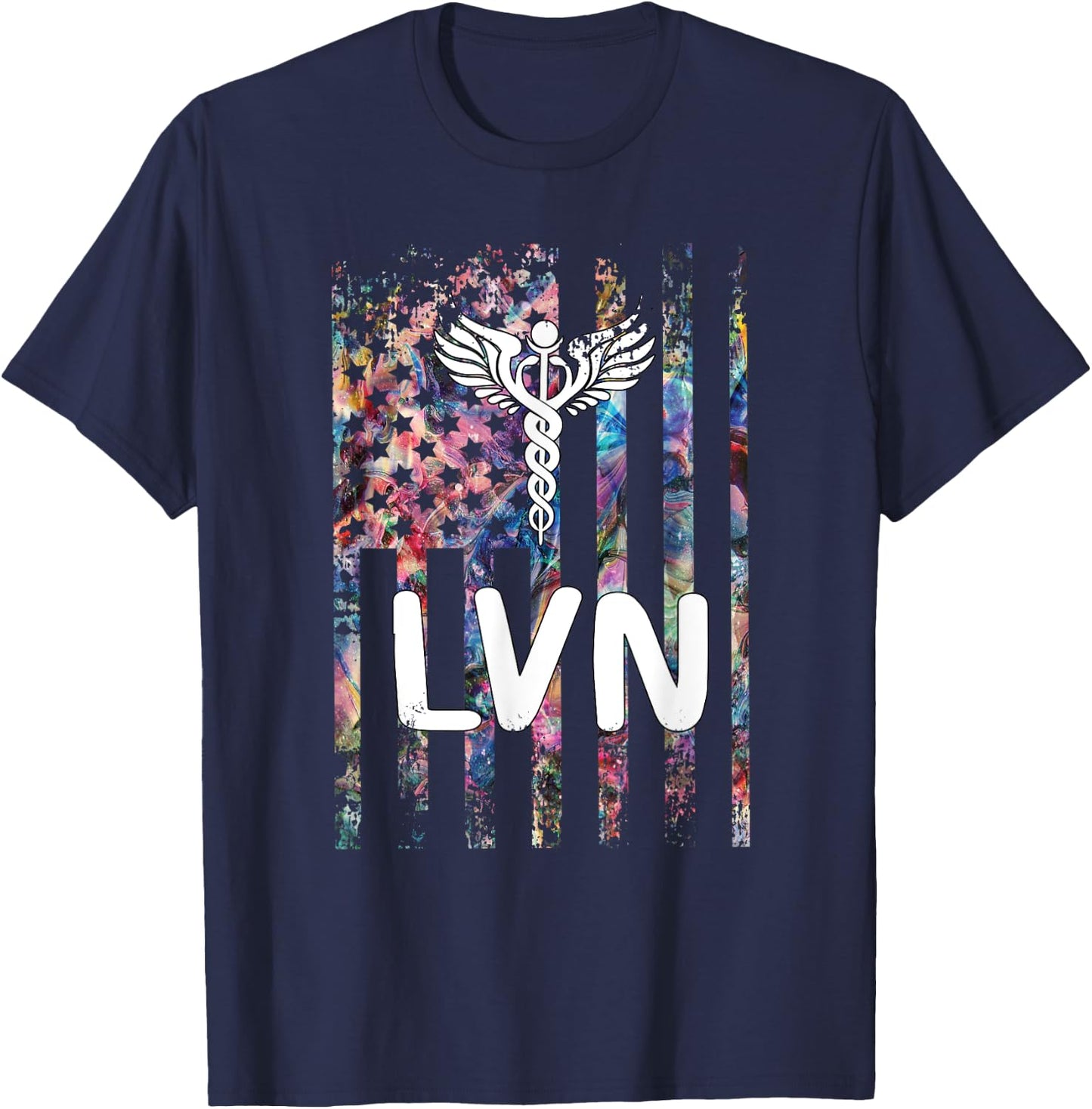 LVN US Flag Licensed Vocational Nurse LVN Nursing Student T-Shirt - T-Shirt | Navy
