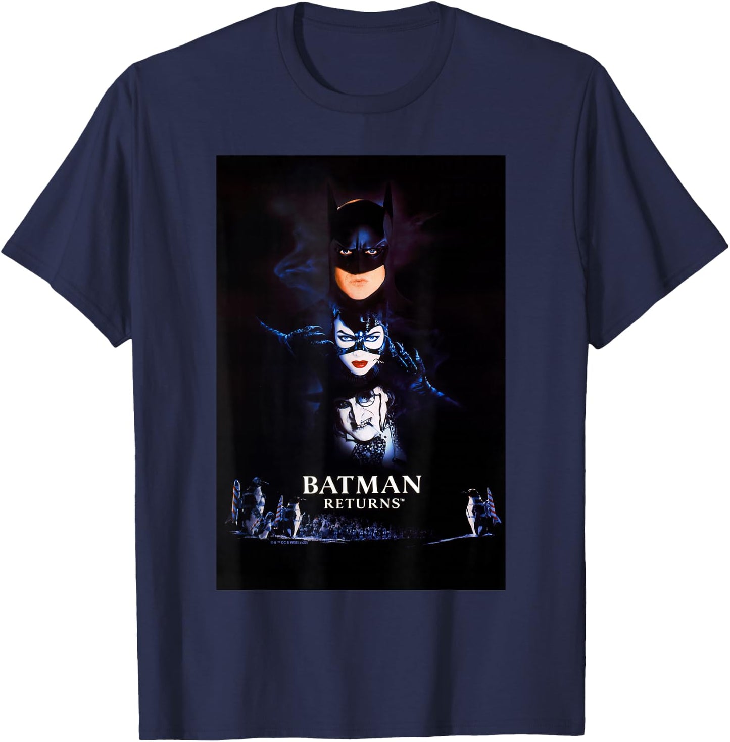Batman Returns Batman Catwoman Penguin Poster T-Shirt - T-Shirt | Navy