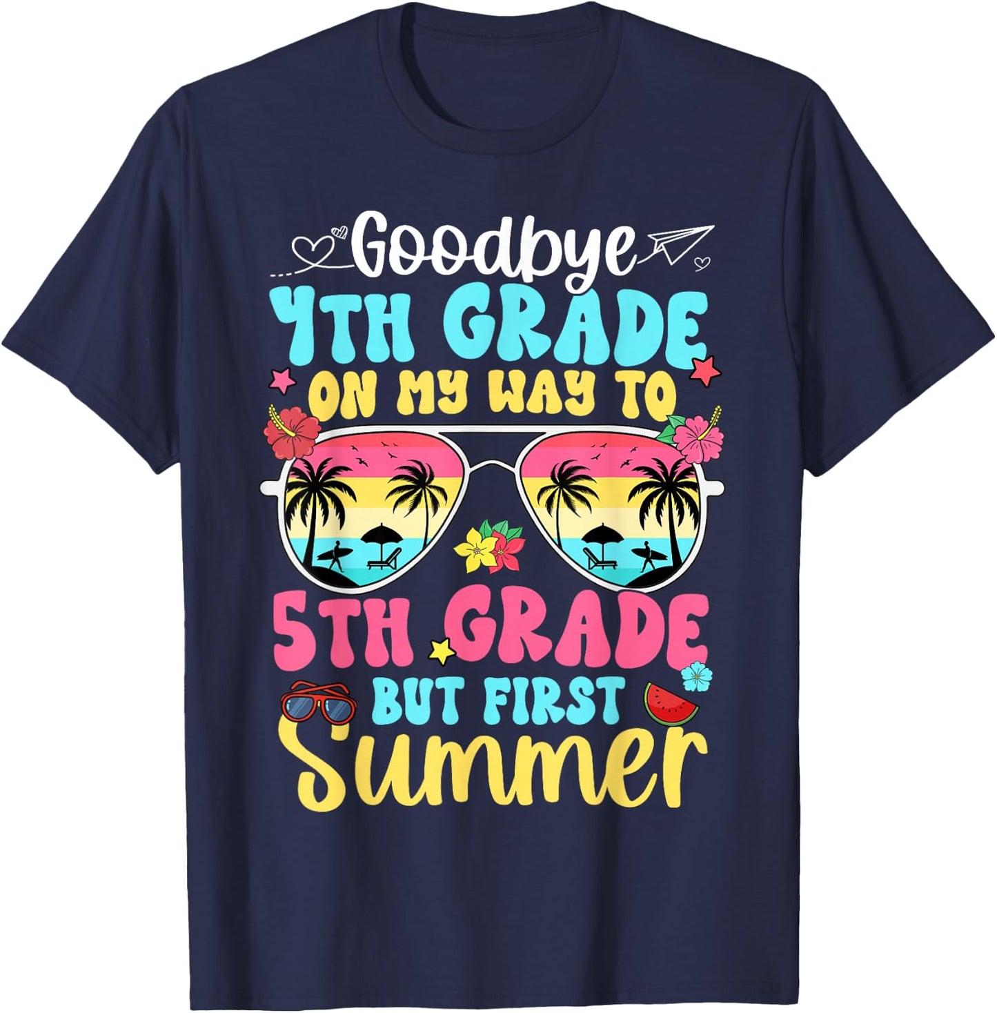 Good Bye 4th Grade On My Way to 5th Grade Boy Girl Student T-Shirt - T-Shirt | Navy