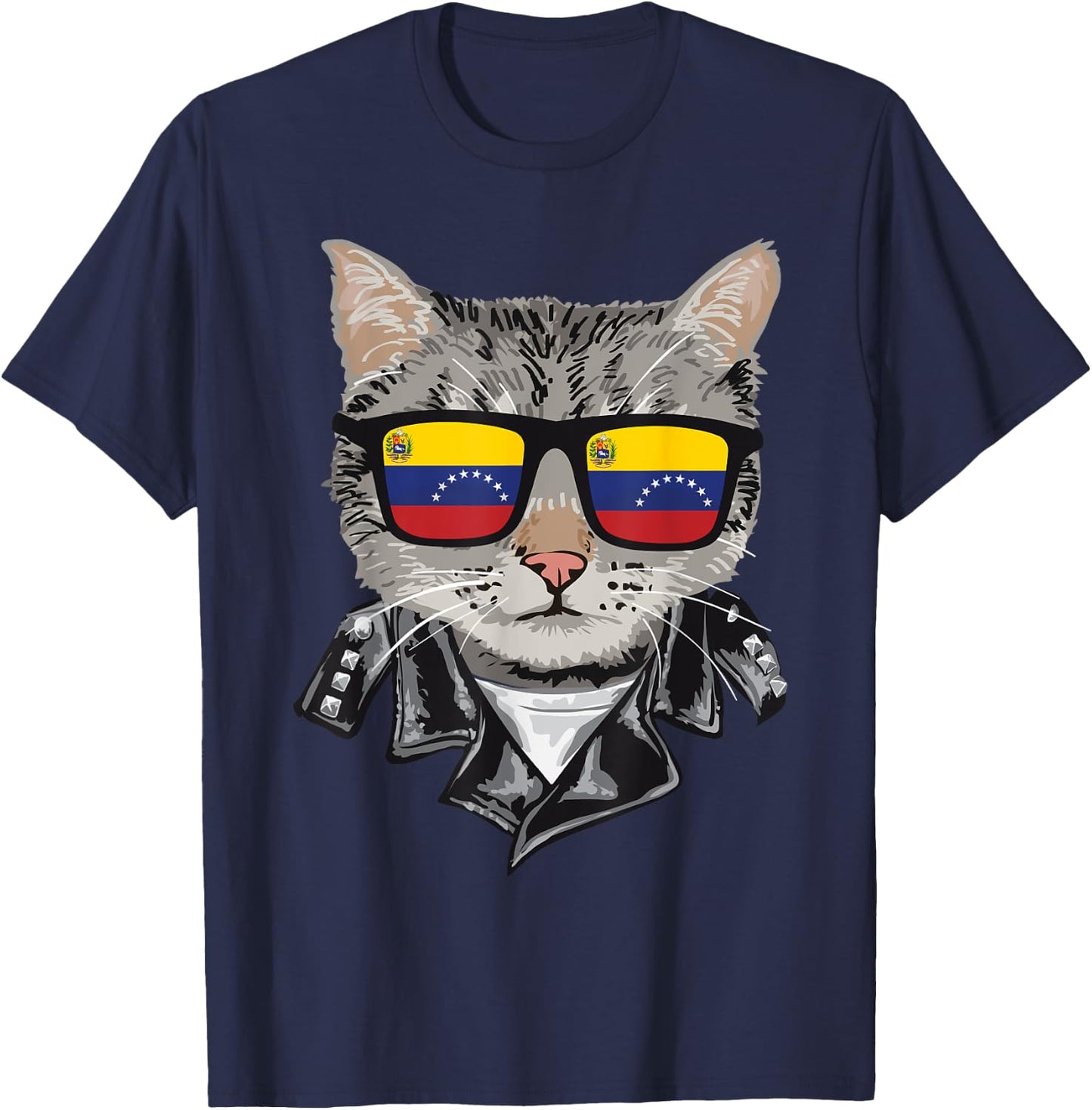 Cat Venezuela Flag Sunglasses - Cool Venezuelan Cat Women T-Shirt - T-Shirt | Navy