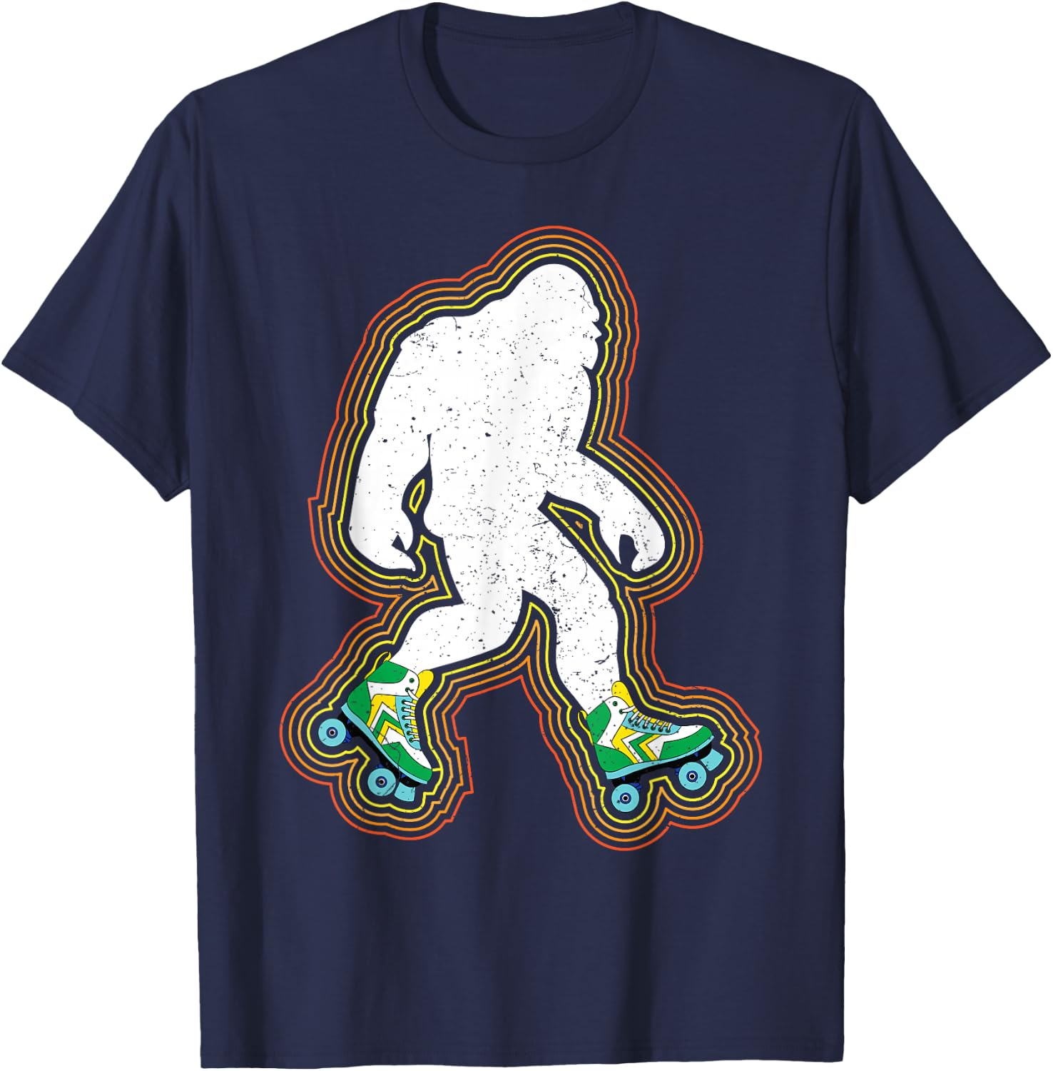 Bigfoot Skates Sasquatch Gift Clothes Vintage Roller Skating T-Shirt - T-Shirt | Navy