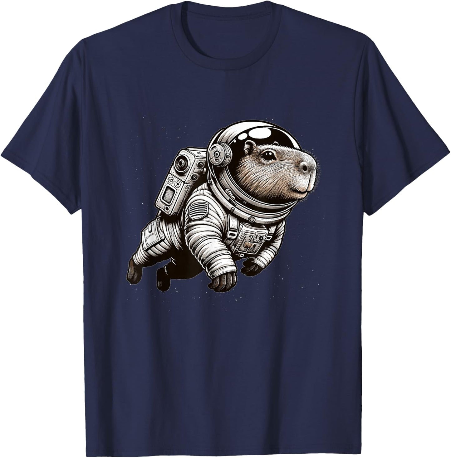Astronaut Funny Capybara Space T-Shirt - T-Shirt | Navy