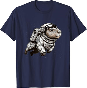 Astronaut Funny Capybara Space T-Shirt - T-Shirt | Navy