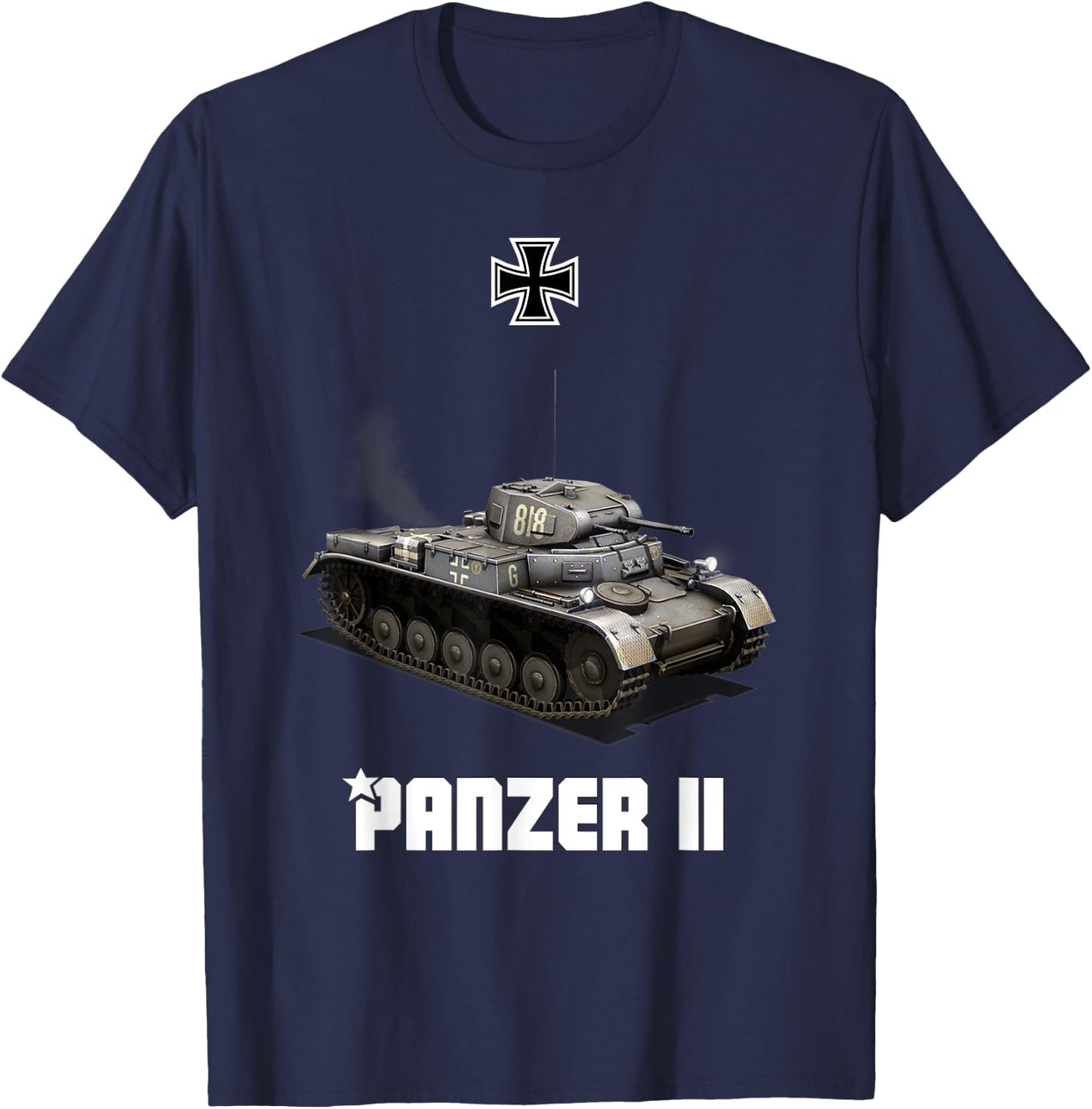 Panzer II German Light Tank WW2 Military T-Shirt - T-Shirt | Navy