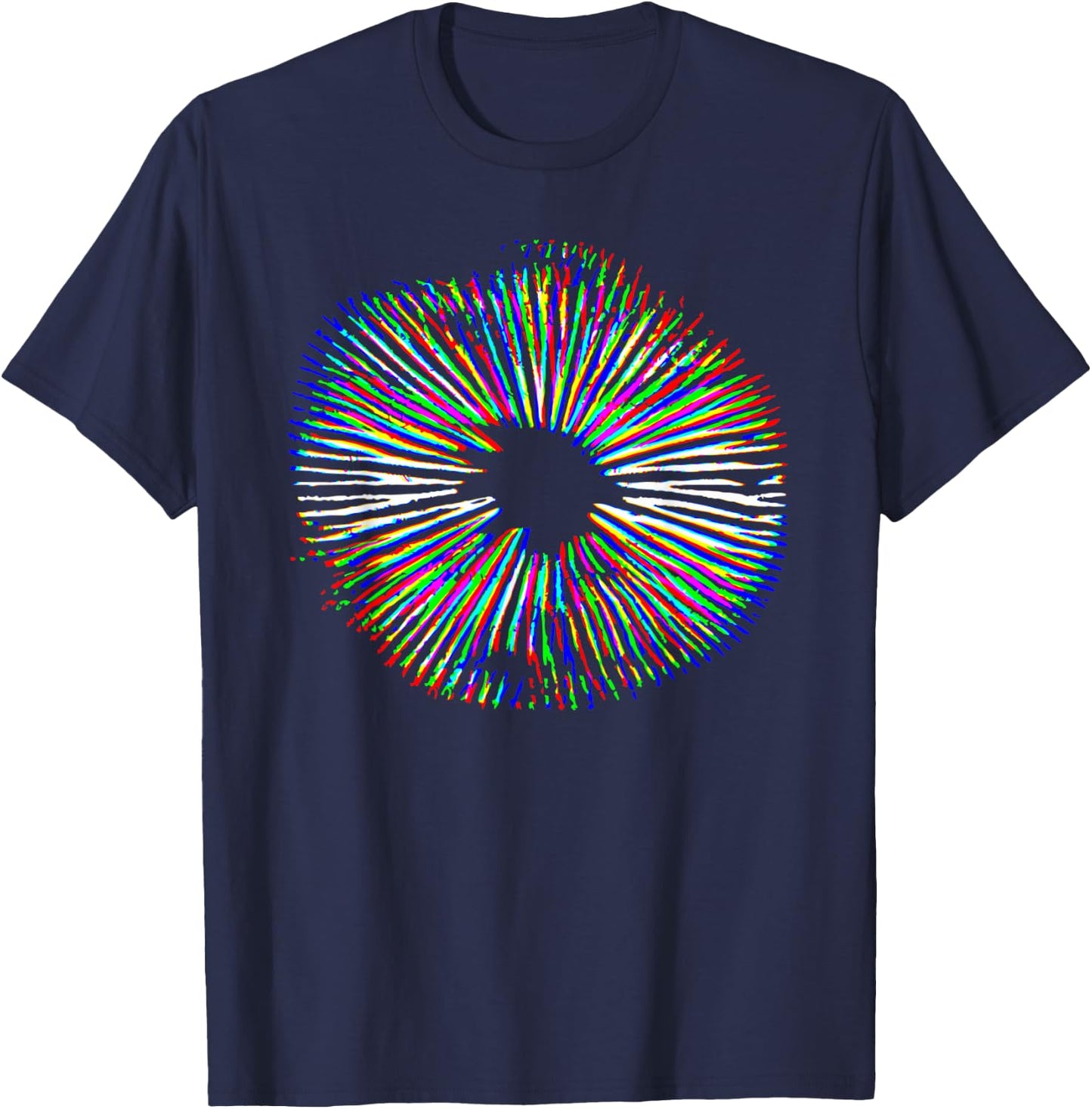 Psychedelic Mushroom Spore Print Mushroom Magic Present T-Shirt - T-Shirt | Navy