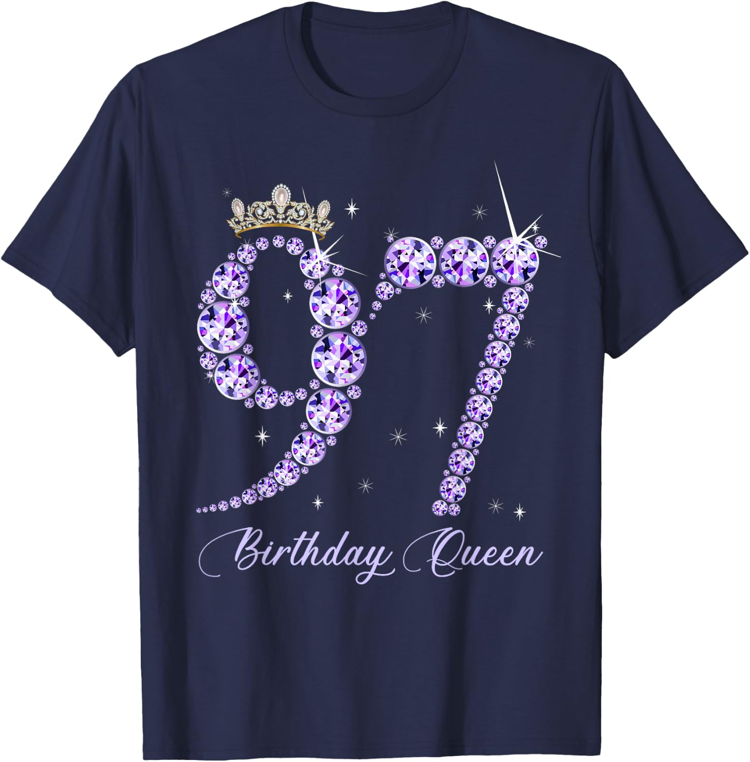 97 Year Old Its My 97th Birthday Queen Diamond Heels Crown T-Shirt - T-Shirt | Navy