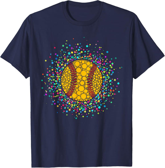 Funny Polka Dots Softball Lover Fan Happy Dot Day Boys Kids T-Shirt - T-Shirt | Navy