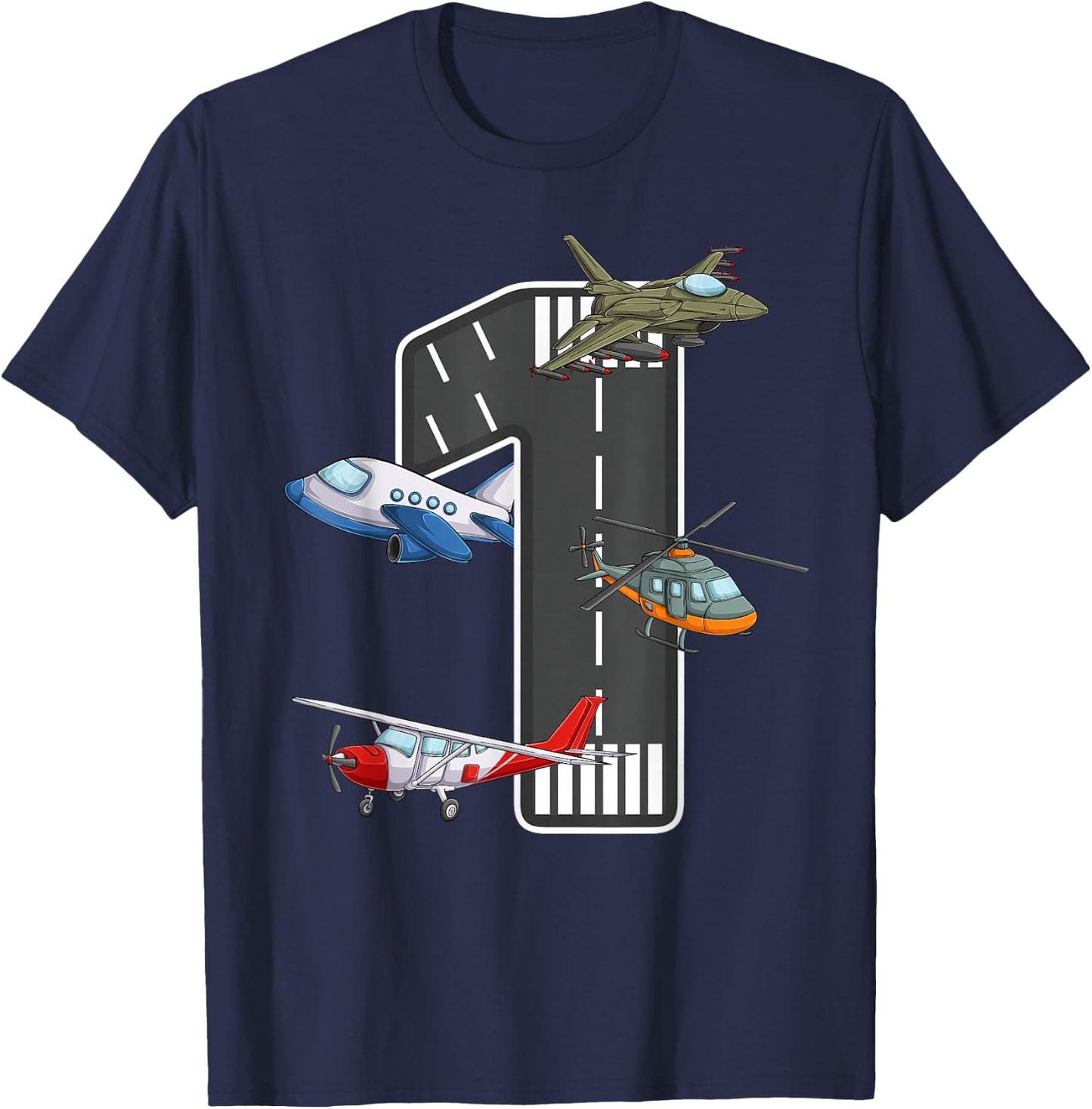 Little Pilot 1st Birthday Party 1 One Year Old Airplane Kids T-Shirt - T-Shirt | Navy