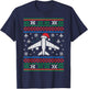 Funny Ugly Christmas Sweater Airplane Christmas Pilot T-Shirt - T-Shirt | Navy
