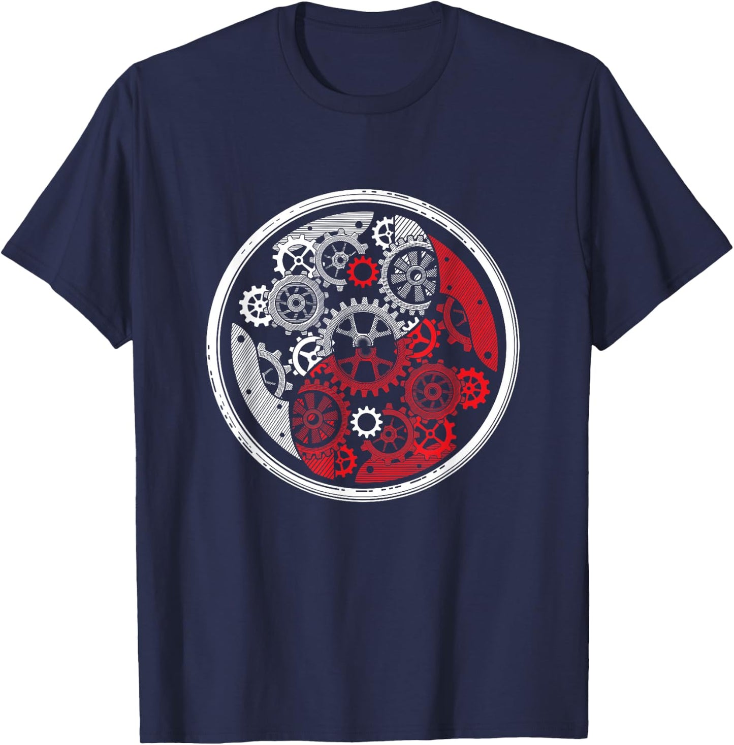 Gear Wheel Wheels Yin And Yang Mechanic Watch Time Gift T-Shirt - T-Shirt | Navy