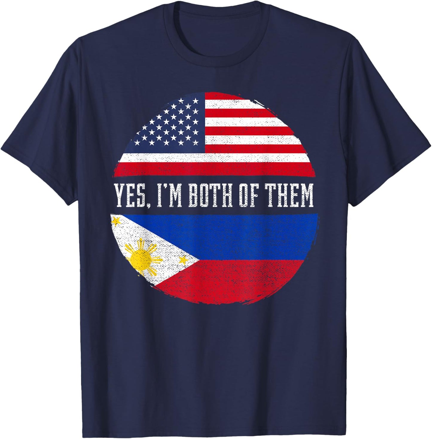 Half American Half Filipino USA Flag Philippines Heritage T-Shirt - T-Shirt | Navy