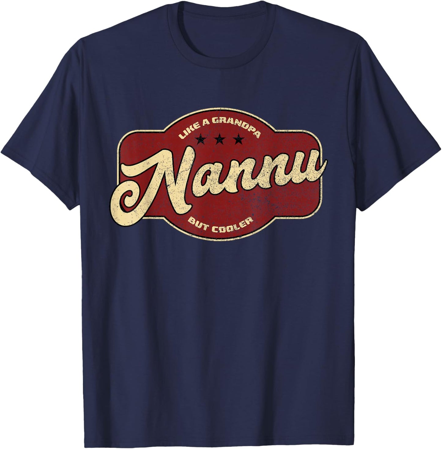 Vintage Nannu Like a Grandpa but Cooler - Maltese Grandpa T-Shirt - T-Shirt | Navy