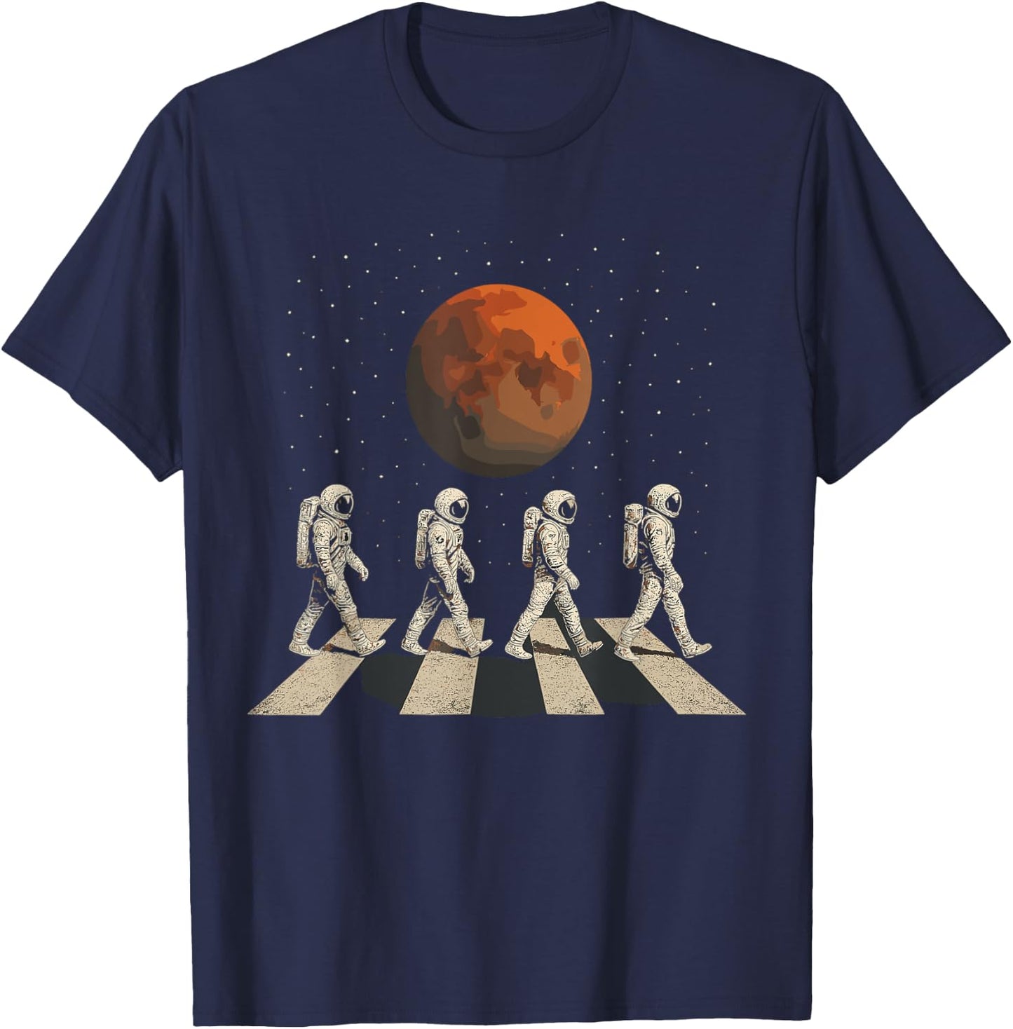 Mars Astronauts Crosswalk – Retro Spacewalk T-Shirt - T-Shirt | Navy