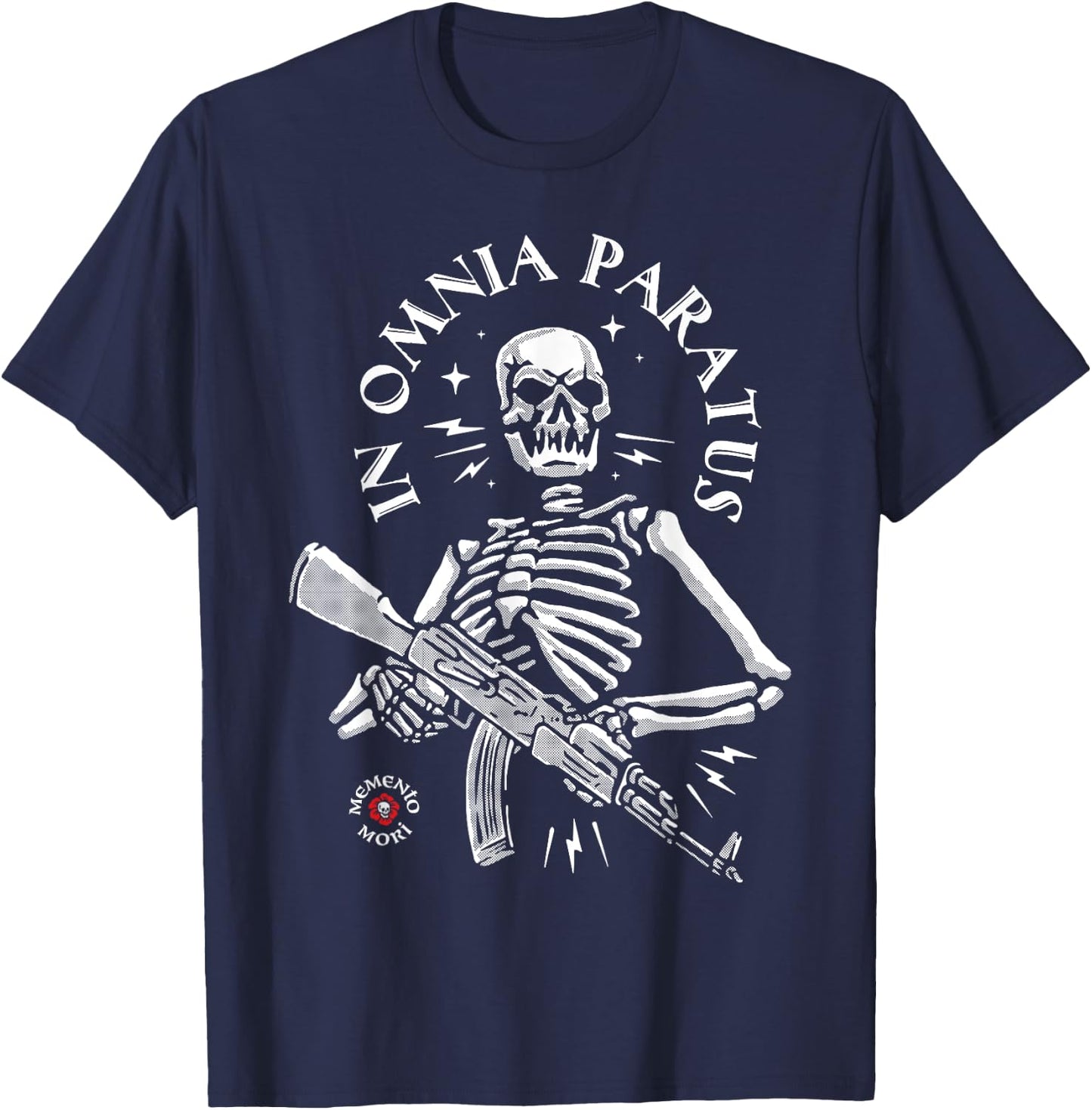 Memento Mori - in Omnia Paratus- Skeleton AK-47 T-Shirt - T-Shirt | Navy