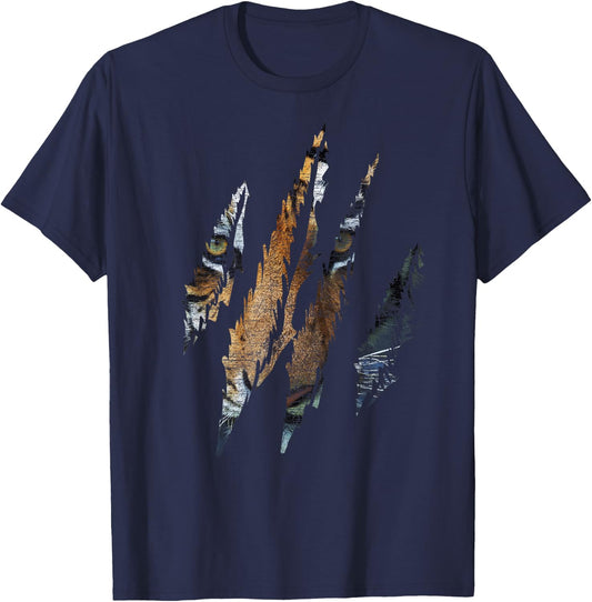 Tiger Shirt Claw Animal Cat Men Women Kids T-Shirt - T-Shirt | Navy