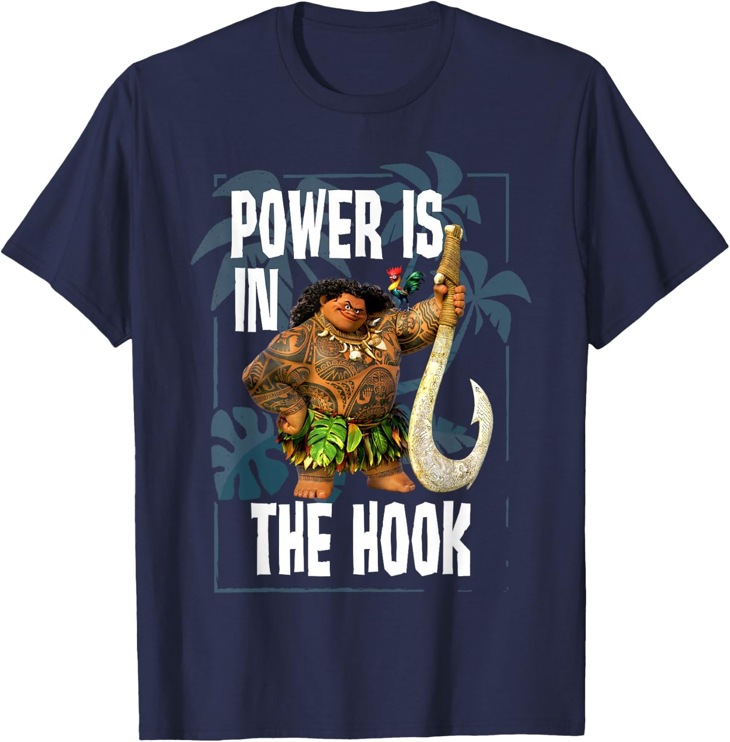 Disney Moana Maui Power Is In The Hook Portrait T-Shirt - T-Shirt | Navy