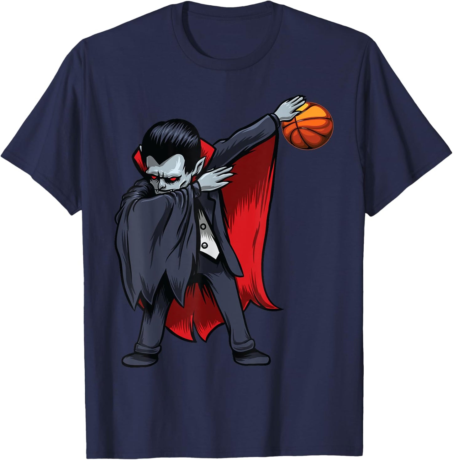 Basketball Dracula Dabbing Men Boys Kids Funny Halloween Dab T-Shirt - T-Shirt | Navy