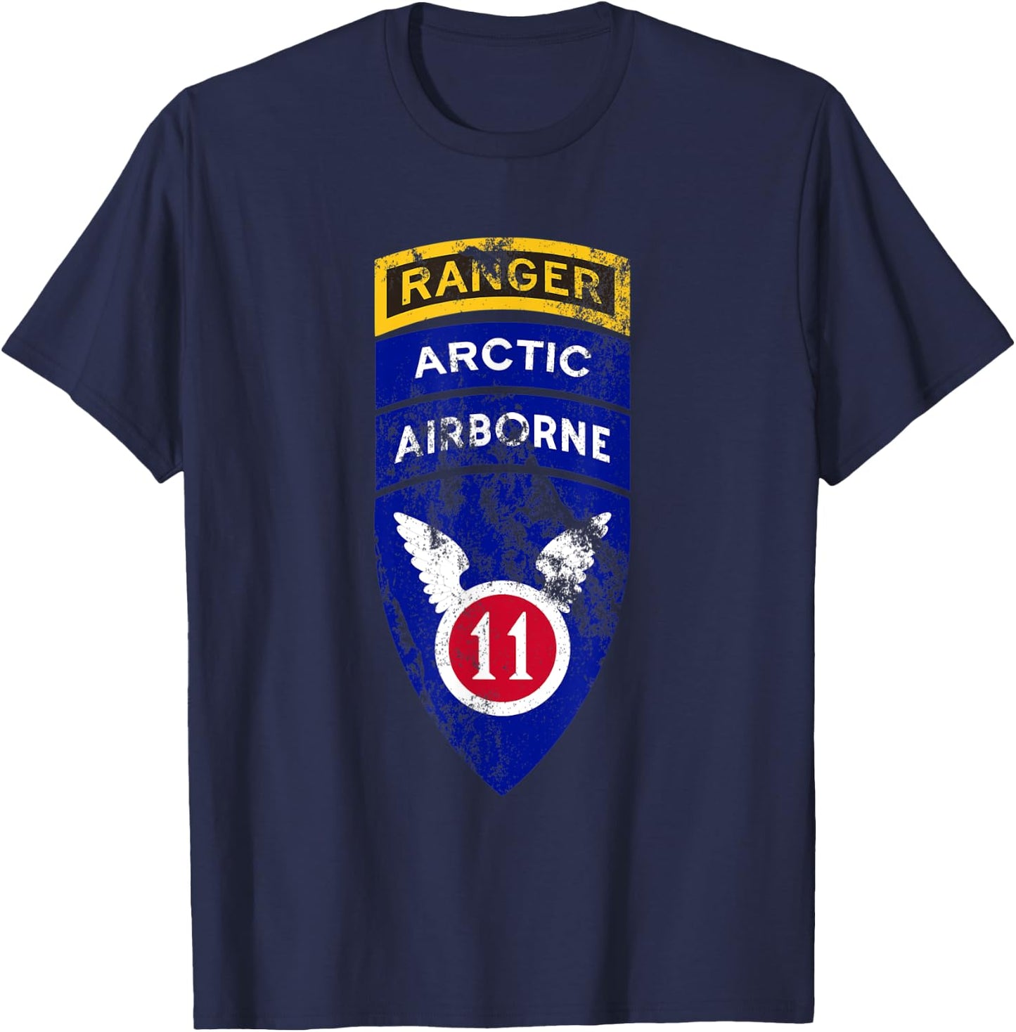 11th Airborne Division Patch & Ranger Tab - Arctic Angels T-Shirt - T-Shirt | Navy