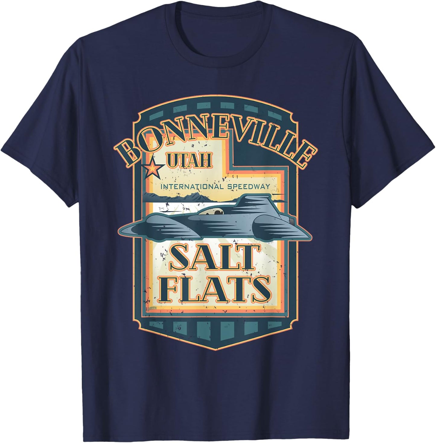 Retro Bonneville Salt Flats Utah International Speedway T-Shirt - T-Shirt | Navy