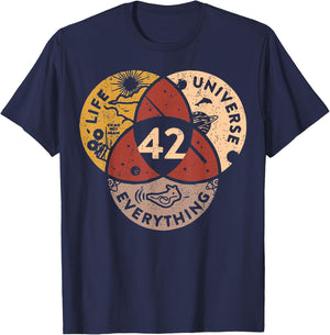 Life Universe Everything 42 Answer to Life T-Shirt - T-Shirt | Navy