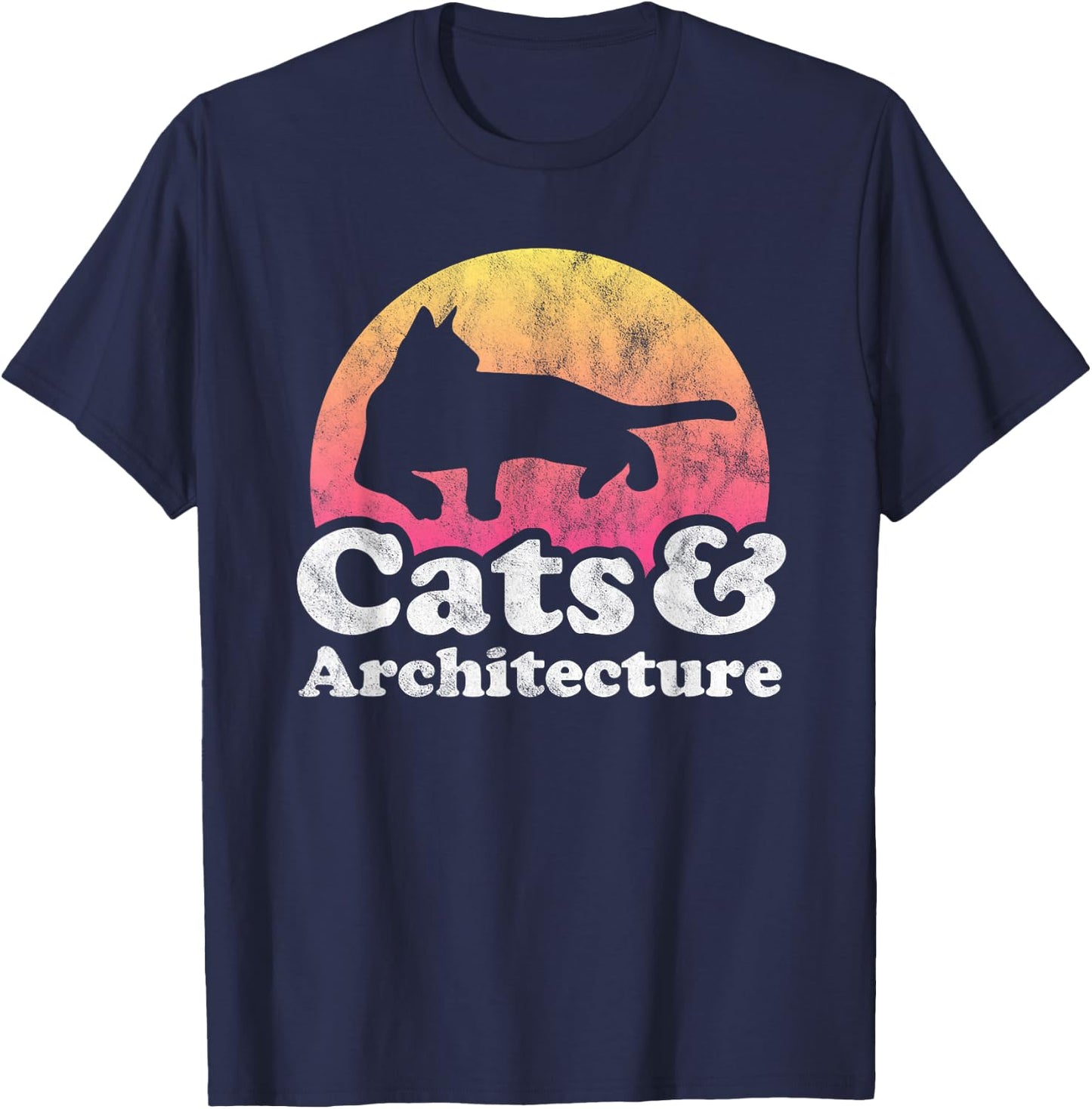 Cats and Architecture Men's or Women's Cat and Architect T-Shirt - T-Shirt | Navy