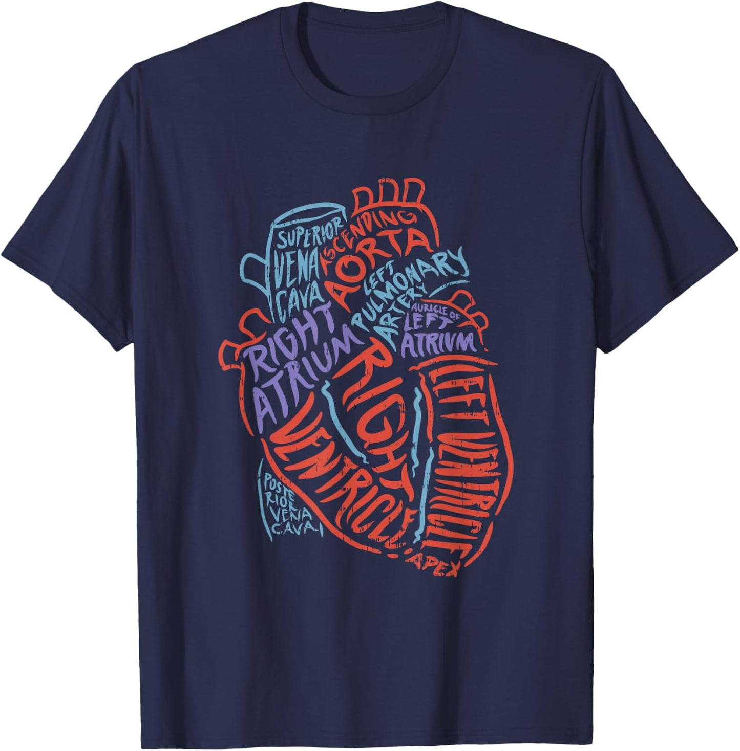 FRESAN - Biologie Mediziner Aorta Kardiologie Anatomy Heart for Doctors, Nurses and Medical Professionals, , Black, Small, Short Sleeve, Classic Fit T-Shirt - T-Shirt | Navy