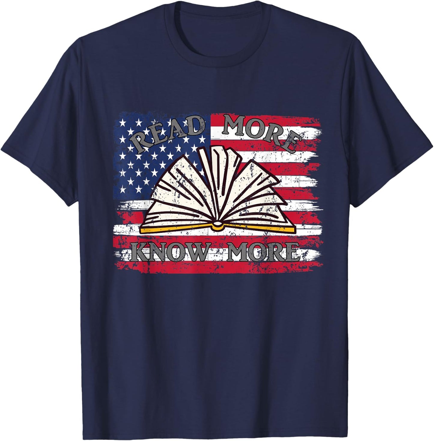 School Library Patriotic US Flag Funny For Librarian T-Shirt - T-Shirt | Navy